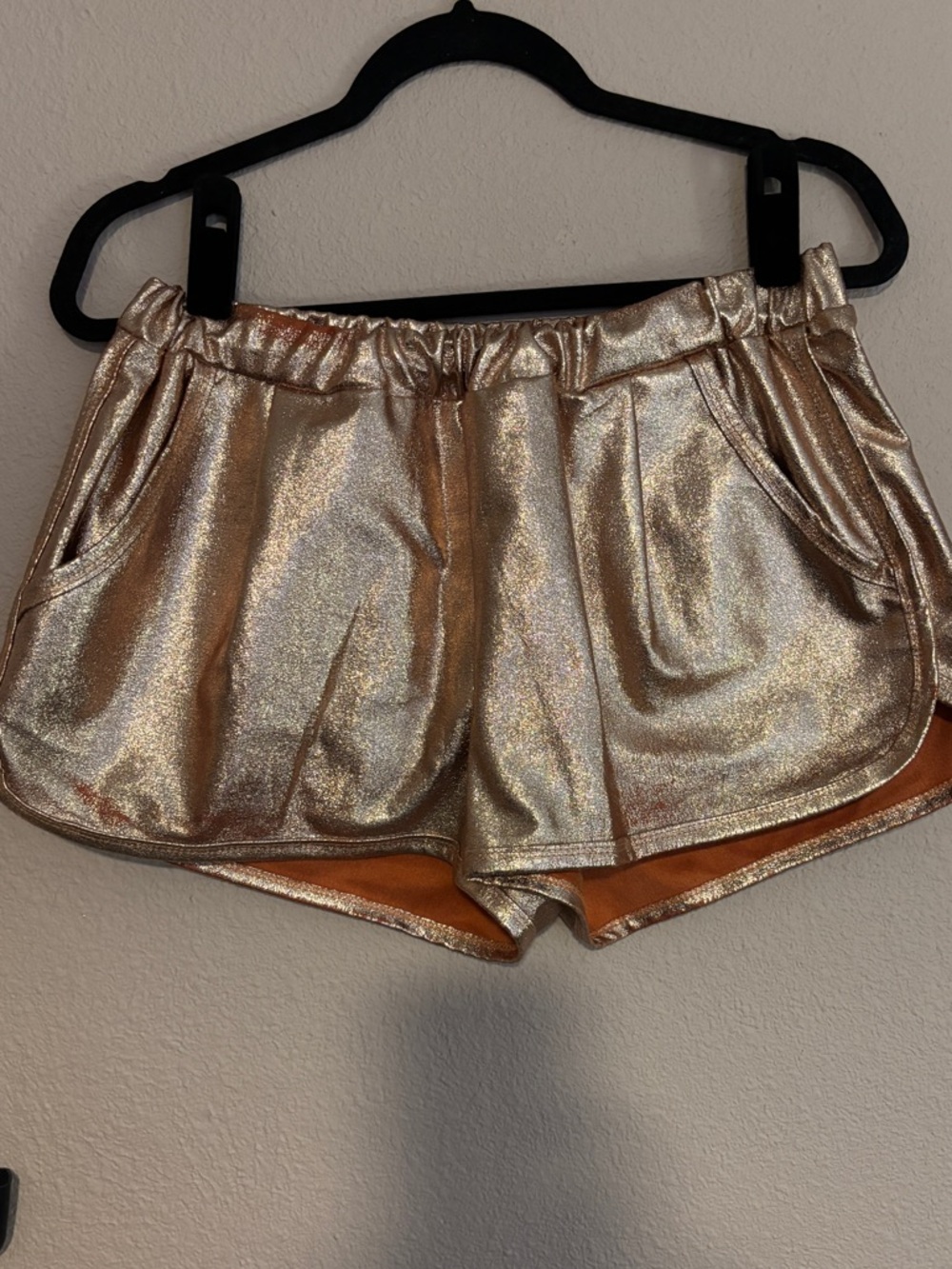 Shimmer Metallic Gold Women's Shorts - Size Large